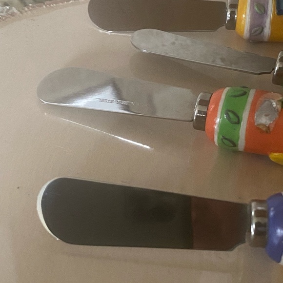 Vintage Cheese Dip Spreader Apples Grapes Lemon Fruit Designs Stainless Steel 4 - Picture 4 of 12